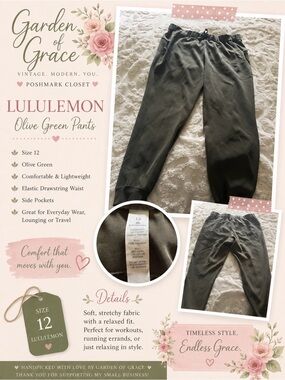 lululemon athletica Kids Olive Green Jogger Pants